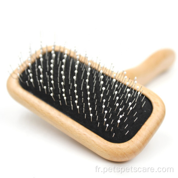 Brosse de toilettage pour poils d&#39;animaux, manche en bois, peigne plus lisse